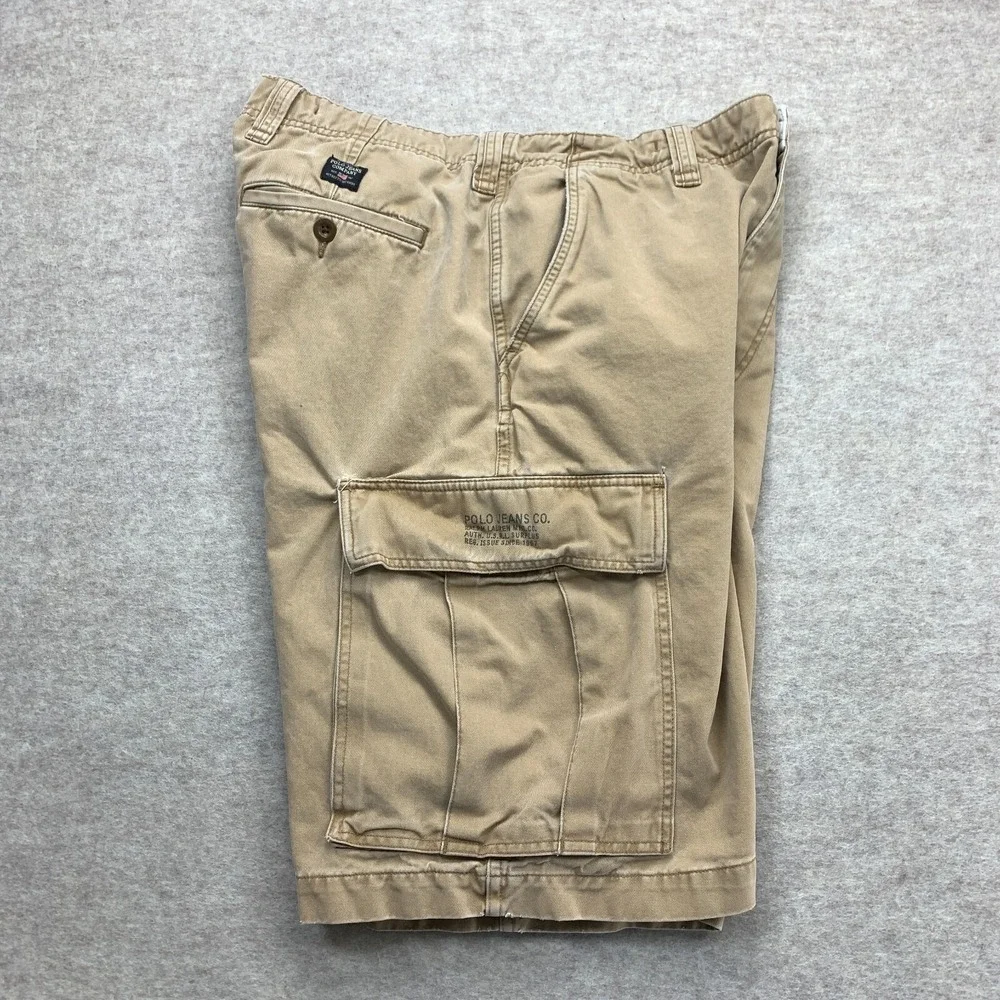 Vintage Polo Jeans Co Ralph Lauren Shorts 36 Khaki Cargo Baggy Y2K Grunge Skater